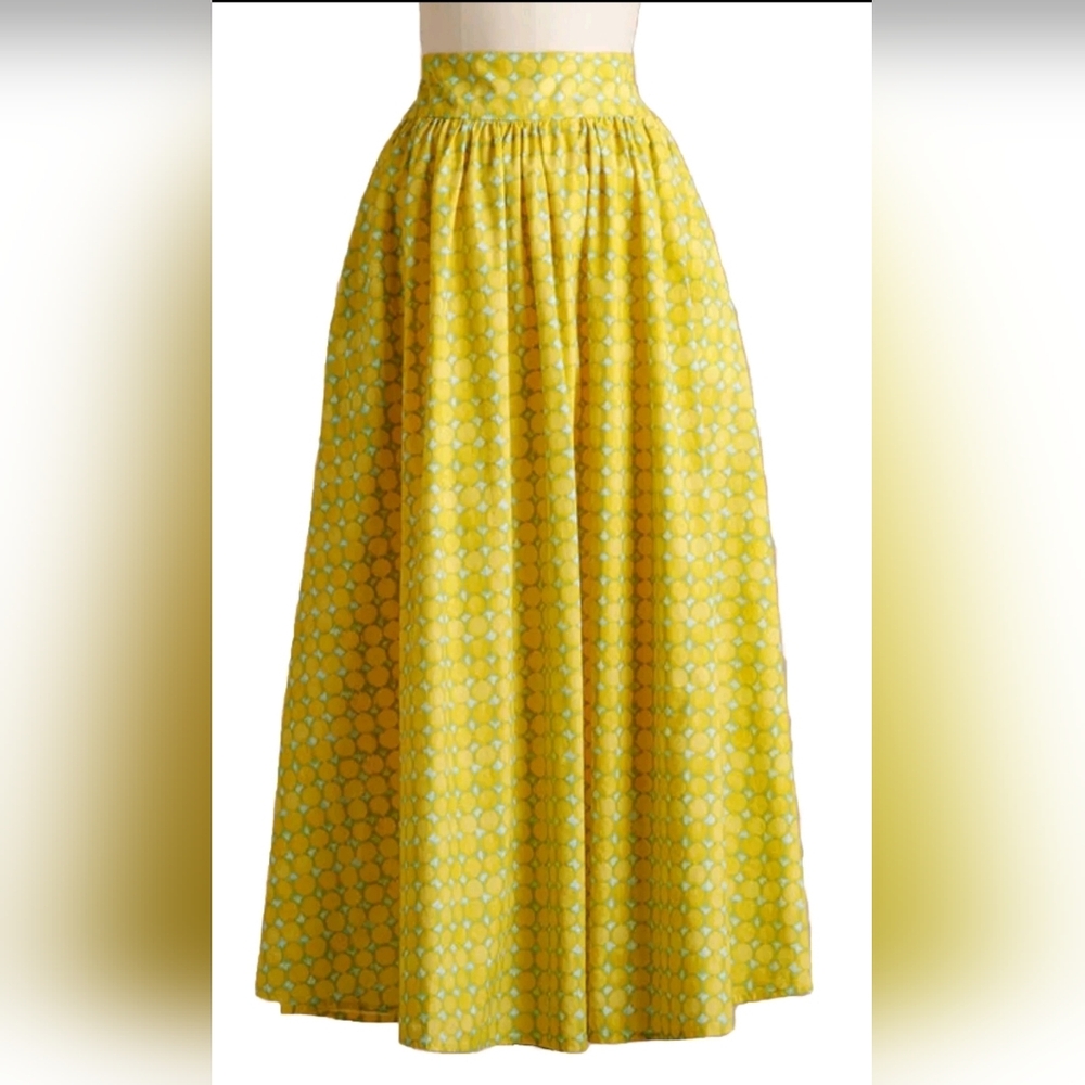 🌻NWT Sundance catalog yellow long, "wild impressions" Skirt size L $148
